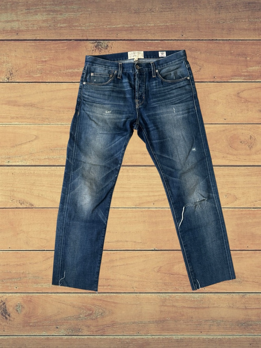 Current Elliott LA Heritage Dark Blue Distressed Jeans Classic Slim Fit, Size 30